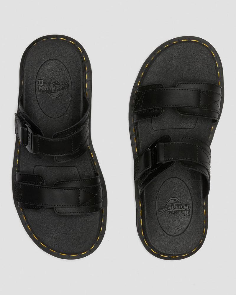 Chilton Men's Bőr Slide Szandálok Női Fekete | HU 472OKI